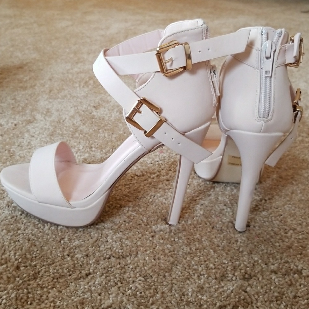 Nude Buckle Sandals Heels